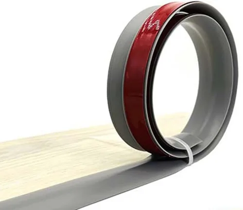 Miniatura 3 de KADEUX Tira autoadhesiva para bordes de umbral, tira de transición flexible para pisos, impermeable, tiras de PVC para cubrir el suelo de Gris
