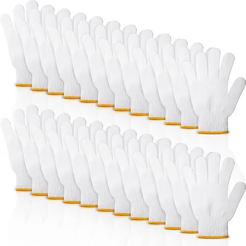 Miniatura 9 de SATINIOR 36 pares de guantes de trabajo de mano, forro de algodón blanco, guantes de seguridad para barbacoa, forro para hombres y mujeres, Borde