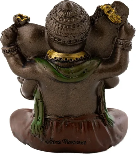 Miniatura 4 de Elefante hindú miniatura 2 pulgadas, Ganesh, dios del éxito Buena protección Polvo de bronce mezclado con resina – acabado de bronce con acentos