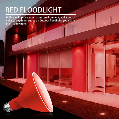 Miniatura 7 de Gonhom PAR38 - Luces de inundación para exteriores, bombillas LED regulables, 20 W (equivalente a 200 W), base E26, porche al aire libre, Rojo