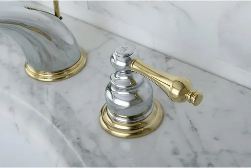 Miniatura 4 de Kingston Brass KB974AL - Grifo victoriano de lavabo con mango de palanca de metal, cromo pulido y latón pulido, centro ajustable de 8 pulgadas Cromo