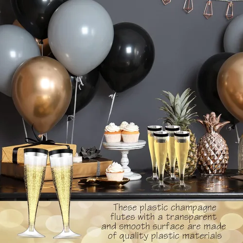 Miniatura 6 de Zubebe 100 Piezas de flautas de champán de plástico 4.5 oz Copas de champán de plástico transparente clásico Copas de champán para bodas, fiestas