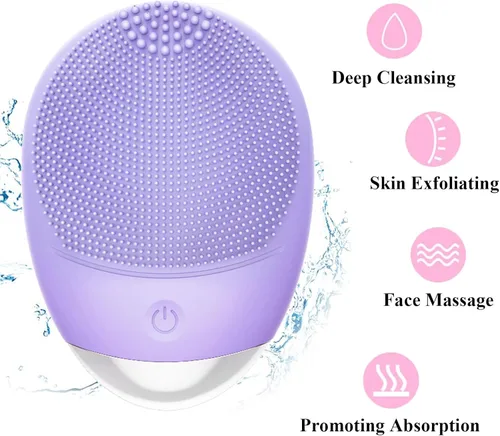 Miniatura 3 de Cepillo de limpieza facial, 3 en 1, limpiador facial eléctrico de silicona suave impermeable, recargable por USB, IPX7, resistente al agua, cepillo