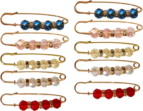 10 broches de colores mixtos para CTCTBSJO suéter, chal, chal, cuello de chal, alfileres para camisa, clips de camisa vintage, pin de seguridad para