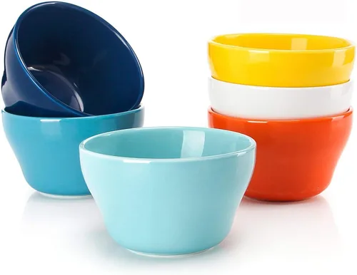 Sweese Juego de 6 tazas de porcelana para caldo, multicolor, de grado profesional duradero superior, capacidad de 8 onzas, 6.0 unidades