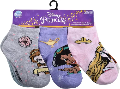 Miniatura 3 de Disney Princess Paquete de 6 calcetines de cuarto de bebé, gris pálido jaspeado, 2-4T de EE. UU, gris, 2-4T