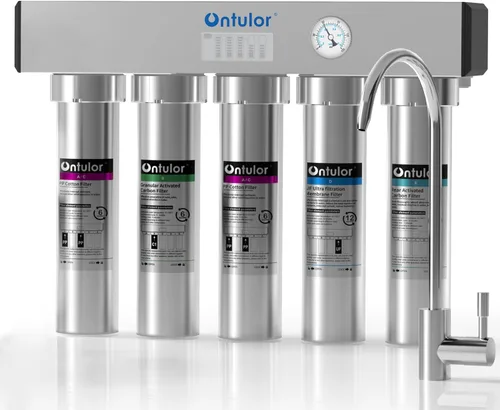 Ontulor S2OP-U1 Sistema de filtro de agua para debajo del fregadero, sistema de filtración sin tanque de acero inoxidable de 0.01 micrones con