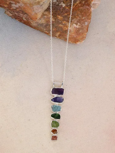 Miniatura 4 de YoTreasure 925 Sterling Silver Natural Healing Crystal Point Chain Pendant Necklace