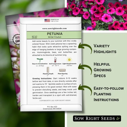 Miniatura 2 de Sow Right Seeds - Semilla de flor violeta silvestre Petunia para plantar - Hermosas flores para plantar en el jardín de tu hogar - Semillas