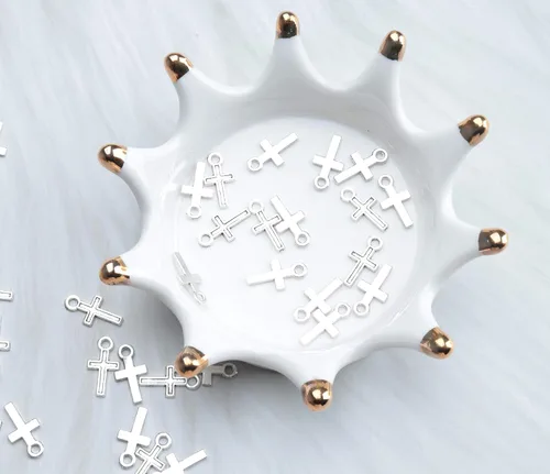 Miniatura 2 de 50 piezas de mini dije de cruz de metal para hacer joyas, encontrar collares, pulseras, aretes, llavero, idea de regalo de bricolaje, accesorios