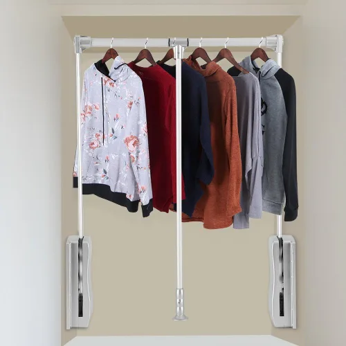 Miniatura 2 de Barra de armario extraíble, organizador de armario ajustable, riel de ropa para colgar ropa resistente, colgador de barra de ropa suave, ahorro
