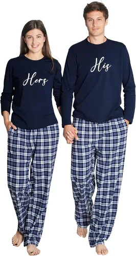 AW BRIDAL Pijamas a juego de 4 piezas para regalos de parejas, conjuntos de pijamas ligeros 100% algodón para mujeres y hombres