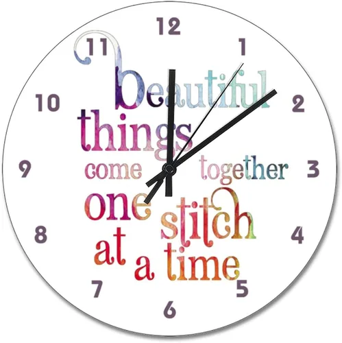 Miniatura 19 de Reloj de pared para tejer uno a la vez, divertido reloj de madera moderno 10 silencioso, sin tictac, de cuarzo, funciona con pilas, para sala