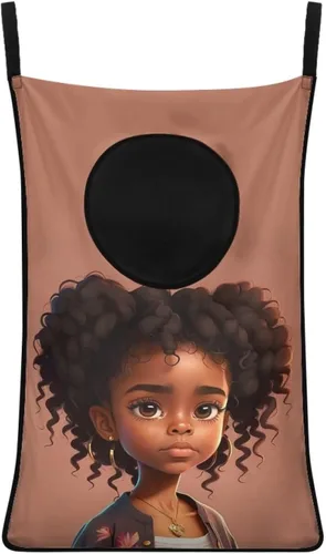 Miniatura 10 de Cesto de lavandería para colgar sobre la puerta de las niñas negras africanas, cesta de lavandería para mujeres afroamericanas, cesta para ahorrar