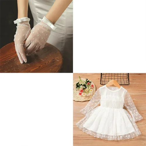 Miniatura 6 de ECYC Ltd 17.7 x 61 pulgadas, tela de tul de lunares blancos, tela de tul de malla de tul transparente para coser, faldas tutú, velo de novia