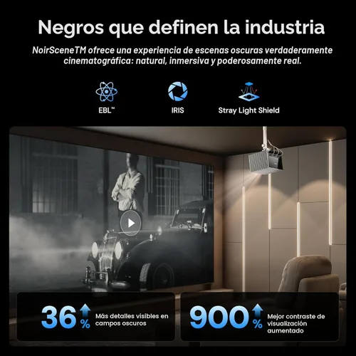 Miniatura 4 de Valerion Proyector láser VisionMaster Max 4K, 3500 lúmenes ISO, anti-RBE, reducción de motas, nivel negro insignia, zoom óptico 0.9–1.5:1, 300