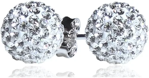 Miniatura 5 de Aretes de tuerca de plata fina 925 con bola de cristal 8 mm 10 mm