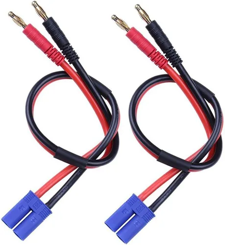 FLY RC 2 unids EC5 conector macho a 0.157 in Banana macho enchufe Lipo batería equilibrio cable de carga 11.8 in cable de silicona cargador