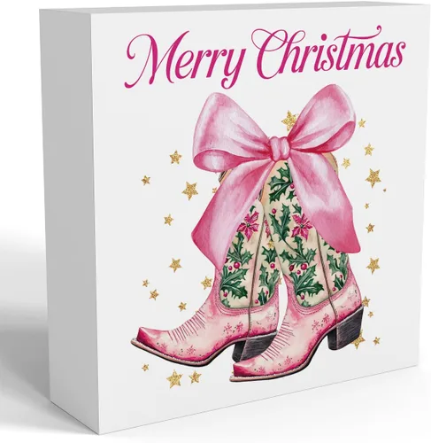 Miniatura 8 de Decoración navideña de cafetería, decoraciones navideñas divertidas retro, lazo rosa, letrero de calorías de pan de jengibre, regalo para mujeres