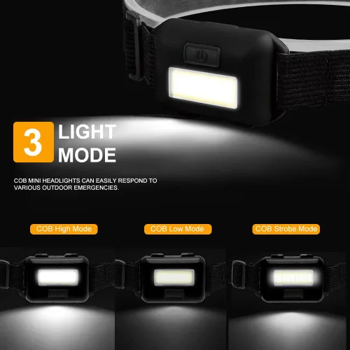 Miniatura 2 de Paquete de 8 faros LED para adultos y niños, 1.1 onzas/1.09 oz, lámpara de inundación COB ultra brillante con 3 modos, 24 pilas AAA, linterna