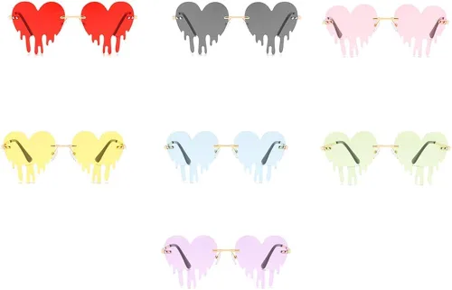 Miniatura 6 de Lentes de sol de corazón derretido para hombres y mujeres, sin montura, irregulares, para fiesta única, lentes de sol de metal para baile