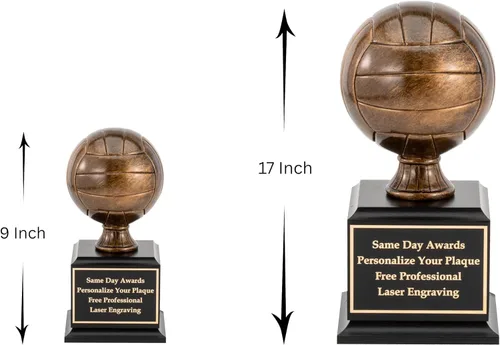 Miniatura 2 de Premium Bronze Volleyball Trophy Custom Engraved, Resin Award, Classic Ball Design, For Tournaments Championships MVP Coaches League