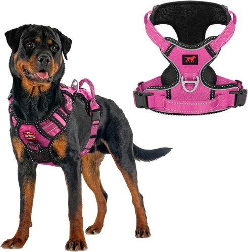 Miniatura 11 de Tuff Pupper Arnés para perro sin tirones, chaleco resistente para mascotas, clips para correa delantera y trasera, mango de seguridad fuerte