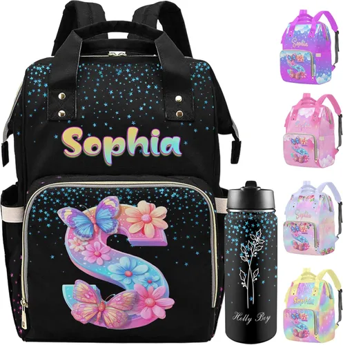 Miniatura 12 de Mochila personalizada para pañales con nombre, mochila grande multifuncional personalizada para pañales de gran capacidad, bolsa de mamá para nueva