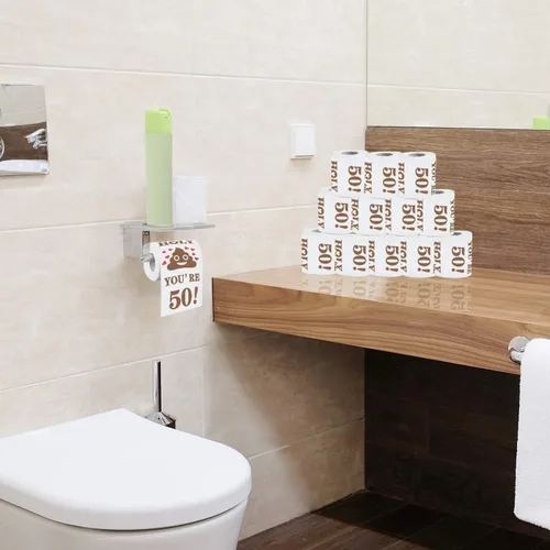 Miniatura 7 de Papel higiénico de 50 cumpleaños para hombres y mujeres, divertido regalo de broma de 50 cumpleaños, papel higiénico novedoso, regalo