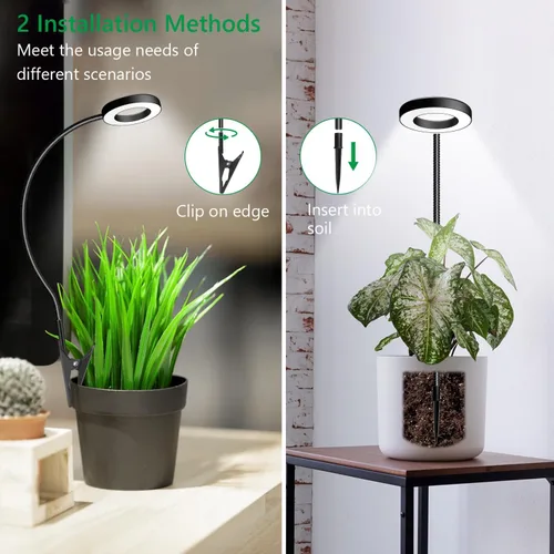 Miniatura 2 de Luz de cultivo con clip, luces de plantas de halo de 6000 K para cultivar plantas pequeñas, lámpara LED de espectro completo con temporizador
