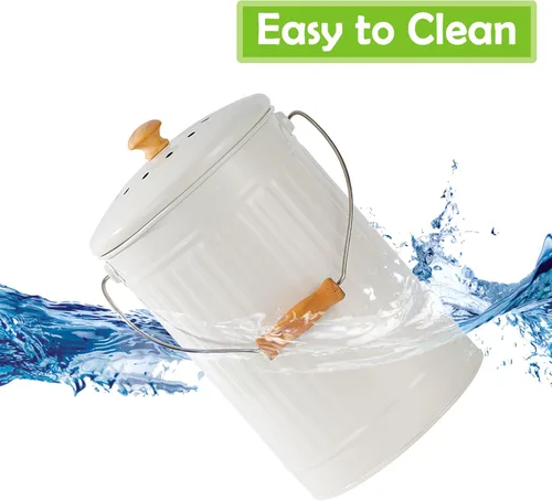 Miniatura 6 de Cubo de compost de cocina de 1.7 galones, contenedor de compost para encimera interior con tapa, cubo de compost 100% a prueba de óxido con filtros