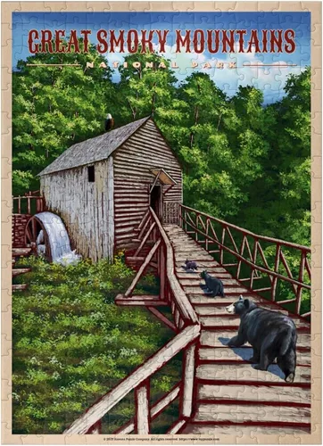 Miniatura 7 de MyPuzzle Great Smoky Mountains National Park - Enchanted Mill Among Smoky Highlands - Póster de viaje vintage - Rompecabezas de 100 piezas