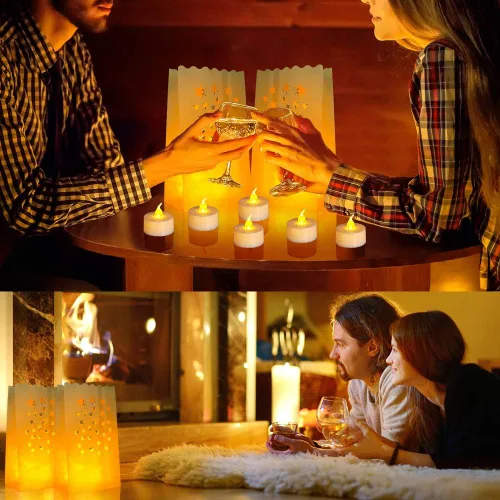 Miniatura 6 de ANZOME Velas de té sin llama con 30 paquetes de bolsas luminarias, 30 velas LED sin perfume, velas de té falsas con llamas realistas, Navidad