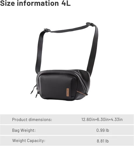 Miniatura 8 de PGYTECH OneGo Solo V2 Bolsa Bandolera para Cámara, Bolsa de Pecho para Cámara de 4L Bandolera Riñonera para Fotógrafos de Viajes Urbanos, Bolsa