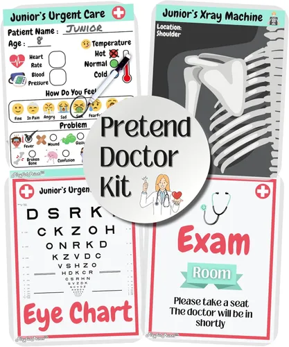 PlayfulPrints - Kit de doctor para niños, juego de doctor para niños, juego de doctor para niños, kit de doctor de juguete, kit de doctor para Kit