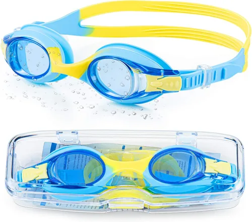 Portzon Gafas de natación unisex para niños, antiniebla, sin fugas, visión clara, gafas de natación para piscina