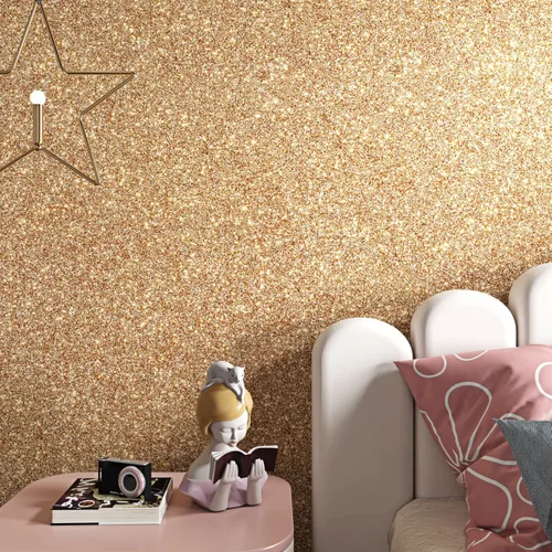 Miniatura 2 de FunStick Papel tapiz dorado champán con purpurina para despegar y pegar, papel de contacto con purpurina dorada brillante para armarios, papel tapiz