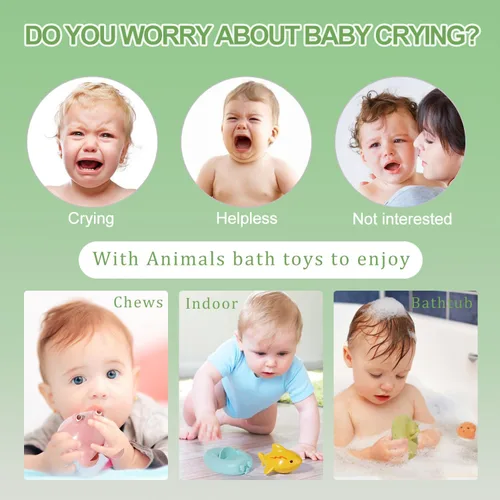 Miniatura 5 de Juguetes de baño para bebés, paquete de 9 Juguetes de baño sin moho con diseño sellado y sin agujeros Juguetes de bañera suaves, de fácil agarre