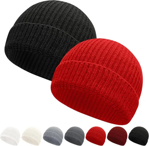 Miniatura 8 de NPQQUAN Gorros de pescador para hombres y mujeres, gorro de punto corto para invierno