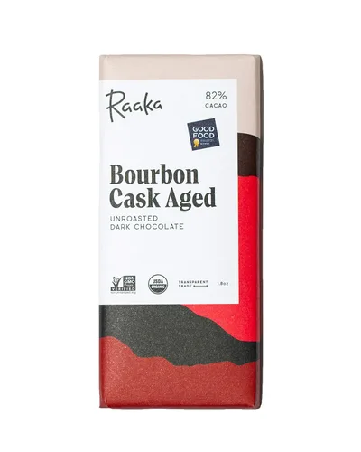 Miniatura 8 de Raaka Chocolate Bourbon Cask Aged 82% Chocolate negro Regalo de chocolate negro gourmet Orgánico, vegano, sin soja, sin gluten, Kosher Barras