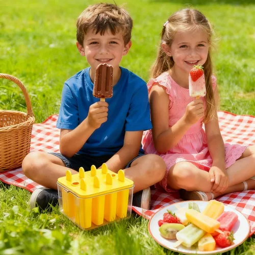 Miniatura 7 de Moldes para paletas con tapa y contenedor, 9 piezas, reutilizables, fáciles de liberar, moldes para paletas caseras, sin olor, sin bisfenol A 8