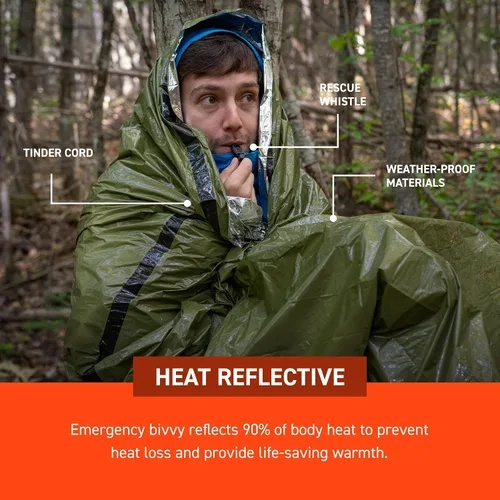 Miniatura 4 de Survive Outdoors Longer Bivvy de Emergencia 90% - Viene con Silbato de Supervivencia y Cordón Paracord con Yesca - Agregar al Kit de Emergencia