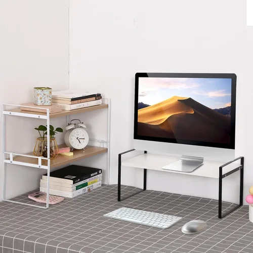 Miniatura 3 de YGYQZ - Organizador de escritorio de madera para oficina - Suministros de escritorio, lindo tocador, estante de almacenamiento y organización