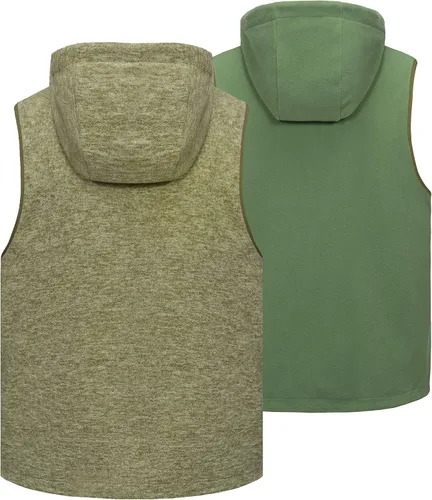 Miniatura 27 de Little Donkey Andy Chaleco de forro polar reversible para hombre, ligero, cálido, sin mangas, con capucha, para senderismo, caminar, viajar