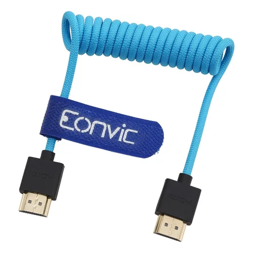 Miniatura 35 de 8K HDMI to Down HDMI High Speed Black Coiled Braided Cable for Sony A7S3 FX3 FX9 Canon C70 Z CAM E2 Camera Atomos Ninja V Shinobi SmallHD Portkeys