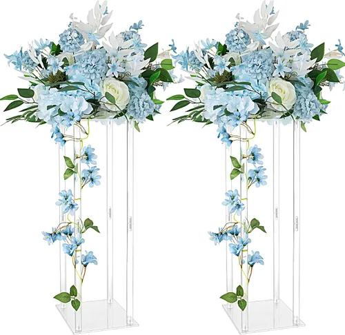 Miniatura 7 de 2 piezas de jarrones de acrílico transparente para mesas de boda, elevadores de flores de 31.5 pulgadas para columnas de exhibición, soporte