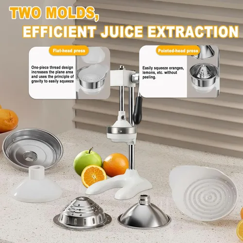 Miniatura 4 de Exprimidor de cítricos de hierro fundido, máquina de exprimidor de prensa de mano, Procesadores de alimentos Manual de acero inoxidable Prensa