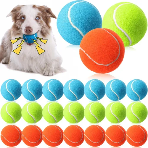 Miniatura 10 de Skylety 16 pelotas de tenis chirriantes de 2.5 pulgadas a granel para perros, pelotas de tenis flotantes, suministros de juego para perros, juguetes