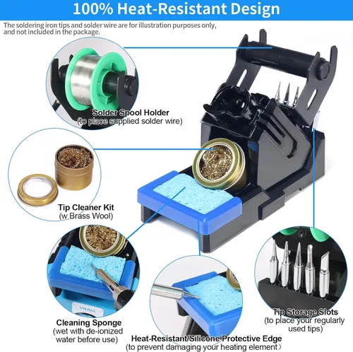 Miniatura 2 de YIHUA X-2 Evolution Soporte avanzado resistente al calor para soldador y sistema de almacenamiento con soporte para bobina de soldadura, limpiador