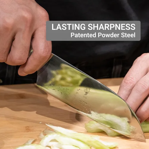 Miniatura 3 de HAST Cuchillo Santoku Edition de 6.3 pulgadas, cuchillo de chef japonés profesional ultra afilado, acero en polvo avanzado, ligero, cómodo diseño